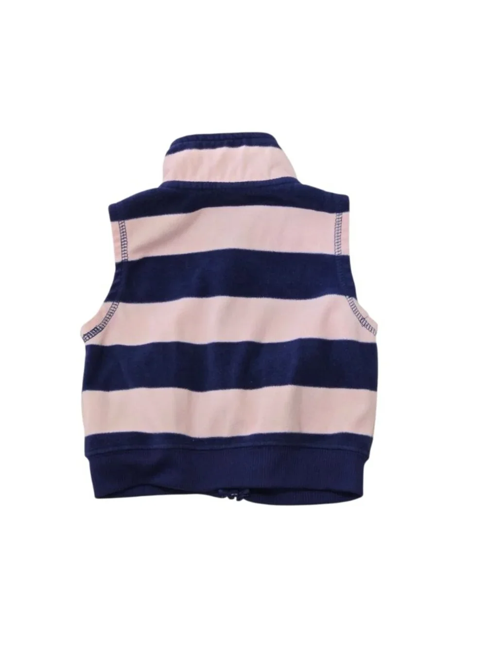 Carter's Girls Fleece Vest 18M Pink Navy Stripe Heart Full Zip Pockets